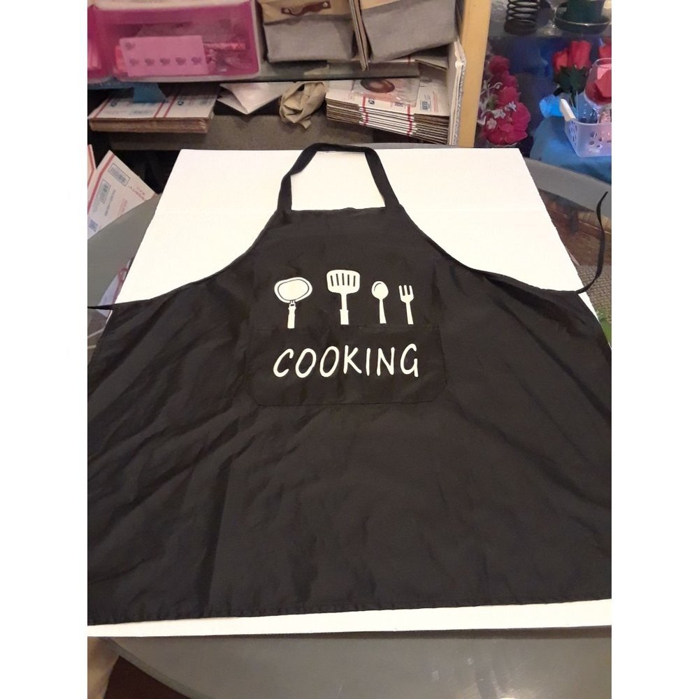 Cooking apron black with gold or white logo bundle of 2 Images May Vary - Picture 3 of 9